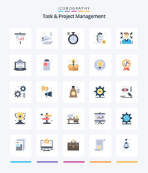 creative task and project management 25 flat icon vector image