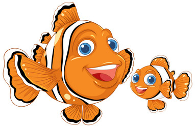 cute clownfish cartoon isolated vector