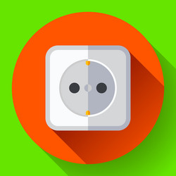 electric white socket icon flat style vector