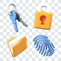 key chain lock file folder fingerprint set vector image
