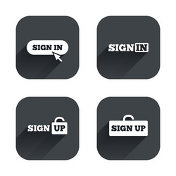 sign in icons login with arrow hand pointer vector image