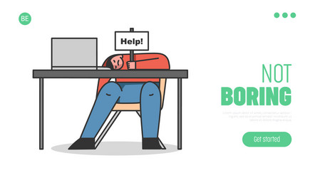 burnout syndrome hard working website landing vector