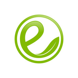 E logo letter green icon leaf natural symbol Vector Image