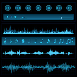 Sound waves set audio digital equalizer Royalty Free Vector