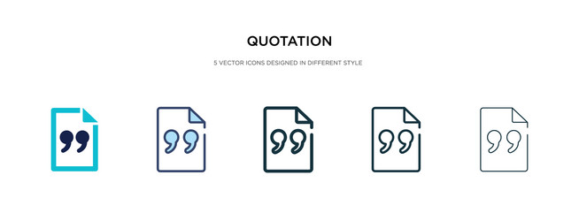 Quotation icon in different style two colored vector