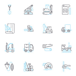 strong architecture linear icons set bold robust vector image
