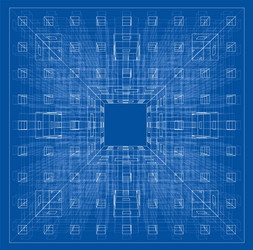 abstract boxes outlined rendering of 3d vector image