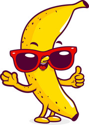 Cartoon banana character with sunglasses vector