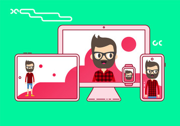 cross-platform app cross platforming devices vector image