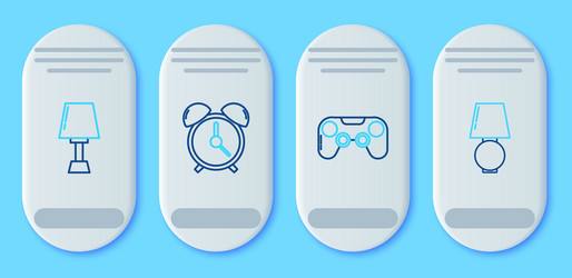 set line alarm clock gamepad table lamp and icon vector image