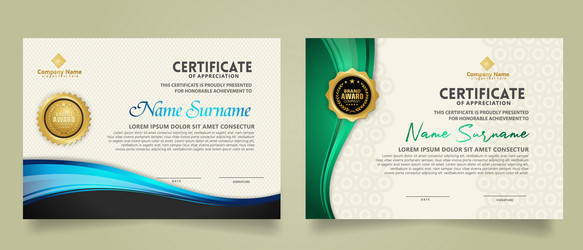 set modern certificate template with flow lines vector image