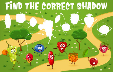 find the correct shadow game with berry characters vector image