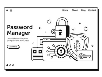 password manager data encryption services banner vector