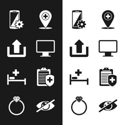 set computer monitor screen upload setting vector image