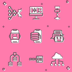 set neural network algorithm chat bot cloud vector image