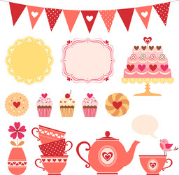 Valentine Tea Party Elements Vector Image