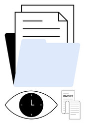 document management with file folder clock eye vector image