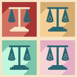 Flat with shadow icon and mobile application same vector
