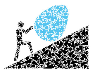 man rolling egg up recursion icon collage of self vector image