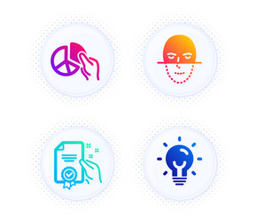 Pie chart face recognition and certificate icons vector