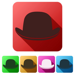 set flat icons of black gentleman bowler hat vector