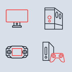 set line case of computer portable video game vector image