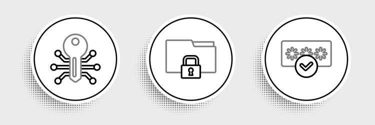 set line password protection smart key and folder vector image