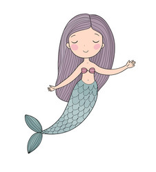 cute cartoon little mermaid siren sea theme Vector Image