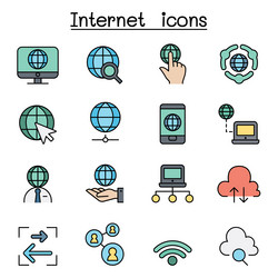 internet icon set in color line style vector image