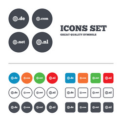 Top-level domains signs de com net and nl vector