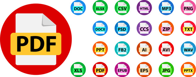 collection icons file format extensions vector