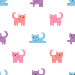 pattern with colorful cats on white background vector image