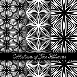set of 3 seamless vintage patterns vector image