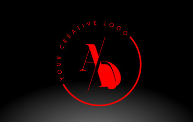 Red ad serif letter logo design with creative vector