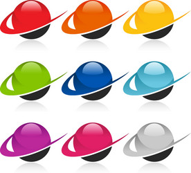 swoosh colorful sphere logo icons vector