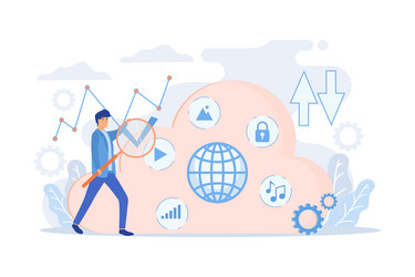 Two users searchig for big data in the cloud vector