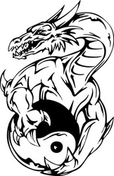Yin Yang Dragon Tattoo Vector Image