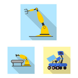 Design of robot and factory icon set vector