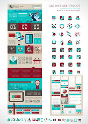one page website flat ui design template vector image