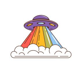 retro groovy ufo saucer psychedelic space engine vector image