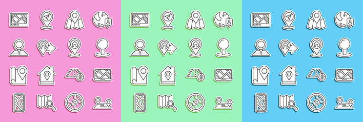 set line route location city map navigation push vector image