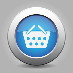 blue metal button with shopping basket vector