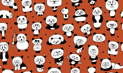 Funny pandas seamless pattern for your design vector