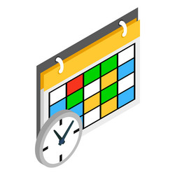 Schedule and clock icon isometric 3d style vector