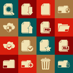 set folder and lock xls file document vector image