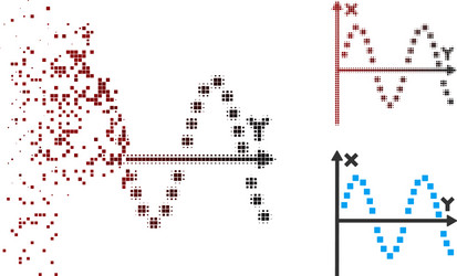 sparkle pixel halftone sine plot icon vector image