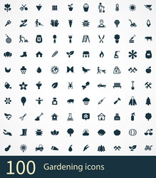 Gardening 100 icons universal set for web and ui vector