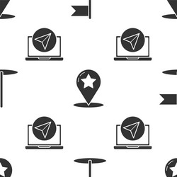 set flag map pointer with star and infographic vector image