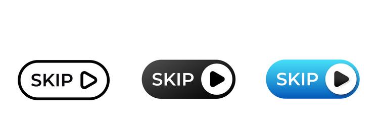set of three skip buttons in different vector image