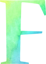 Watercolor blue-green colored alphabet vector